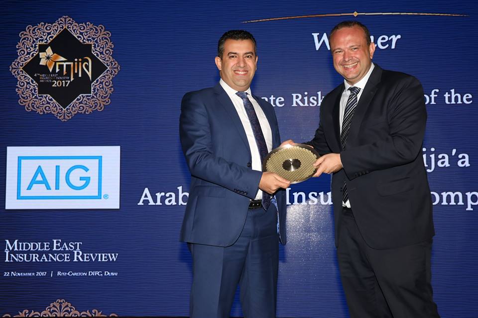 عدنان أبو الهيجاء من شركة gig – الأردن يحصل على جائزة أفضل مدير مخاطر   