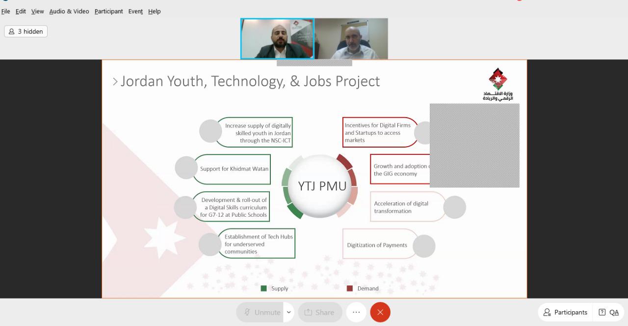 ضمن مشروع الشباب والتكنولوجيا والوظائف وبالشراكة مع وزارة الاقتصاد الرقمي والريادة