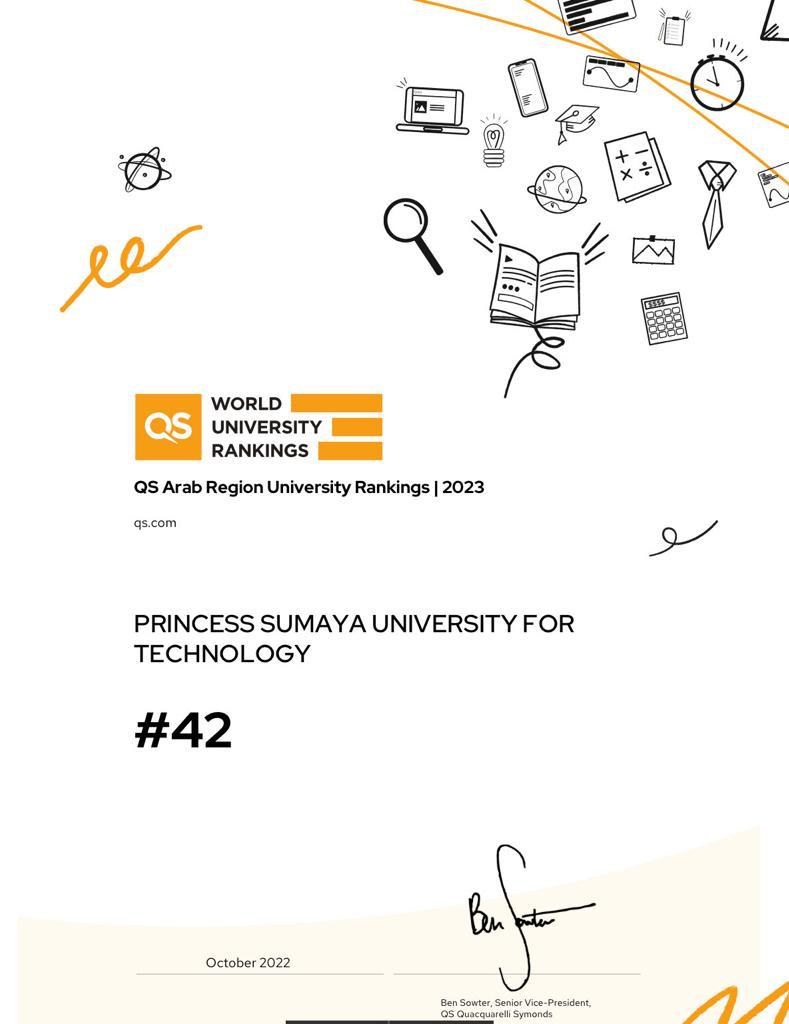 《الأميرة سميّة للتكنولوجيا》 الأولى محلياً في البحث العلمي بتصنيف 2023QS- العربي للجامعات 