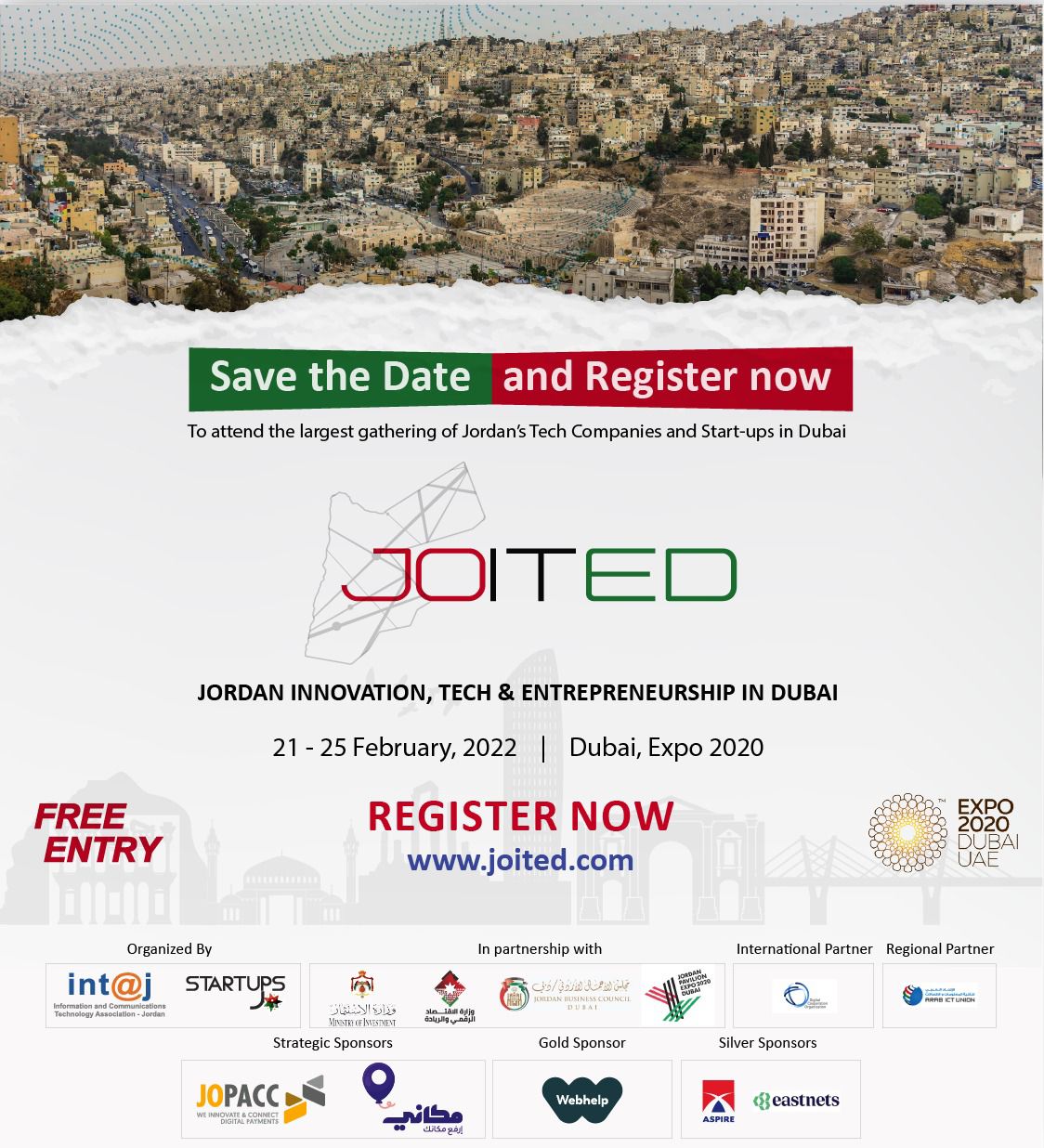 《انتاج》 تُعلن جدول أعمال منتدى فعالية "الابتكار والتكنولوجيا والريادة الأردنية في دبي 《JOITED》