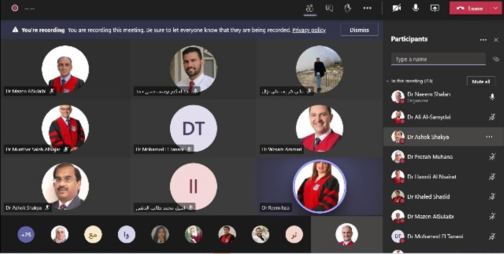 《صيدلة》 عمان الأهلية تتفاعل مع طلبتها للماجستير حول المشاريع البحثية على منصة مايكروسوفت تيمز